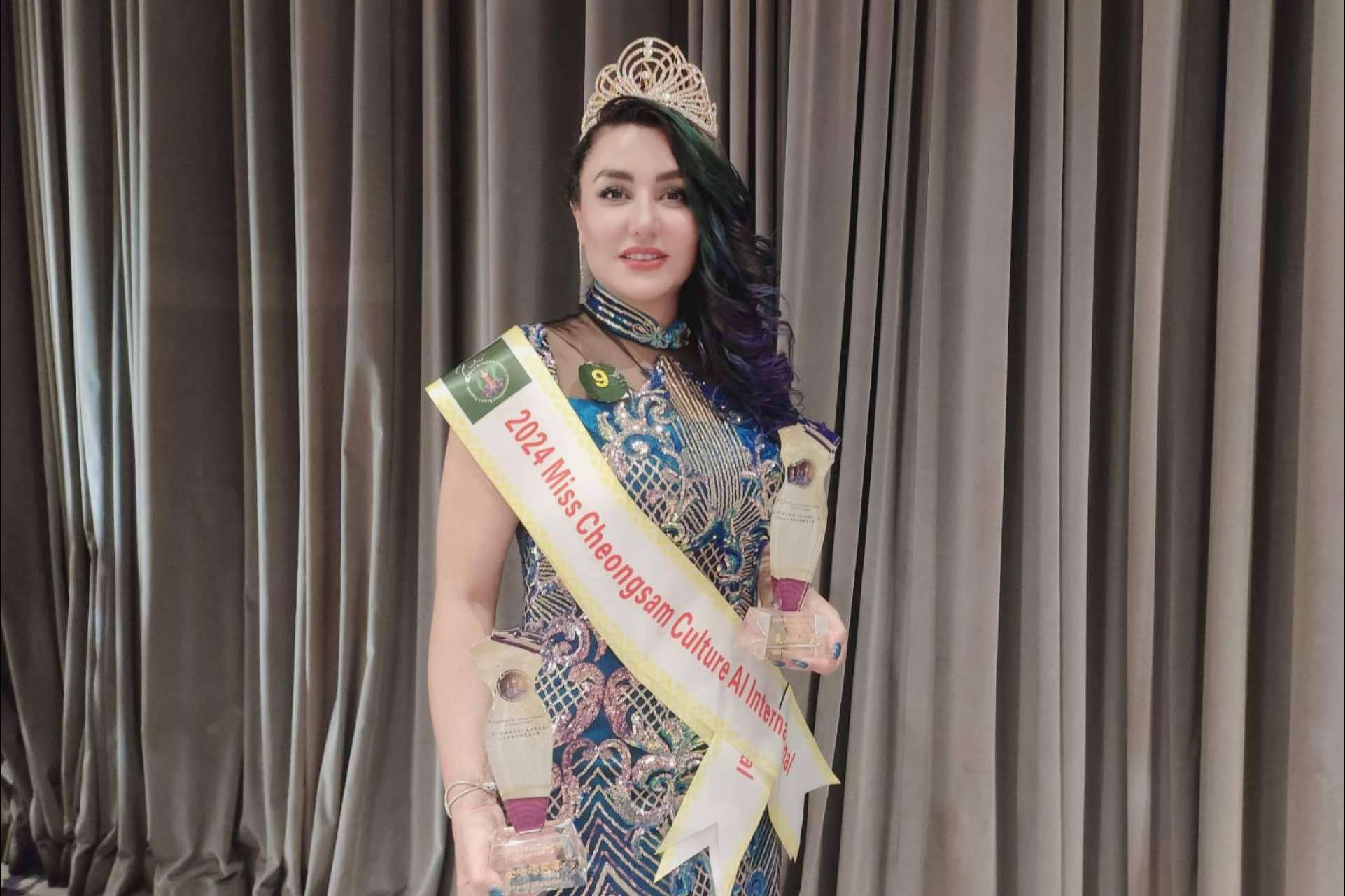 Iranian-american filmmaker Maryam Pirband crowned Queen of Miss Cheongsam Culture 2024 in Hong Kong